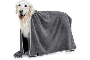 Lucky Paws® UK Dog Towel – Luxuriously Thick 600gsm, 140x80cm Extra Large Towel for Drying Dogs – Extremely Absorbent, Fast Drying, Ultra Soft (Pack of 1, Grey)