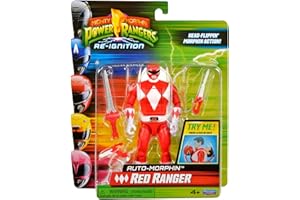 PLAYMATES Power Rangers Mighty Morphin Auto-Morphin Red Ranger Action Figure, 9"