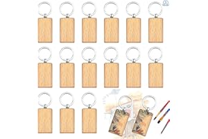 BAIYUANLI Holz Schlüsselanhänger 15 Stück 5 * 3CM Naturholzscheiben Schlüsselringe Blank Schlüsselbund DIY Holz Schlüsselanhänger mit Ring für Damen Männer