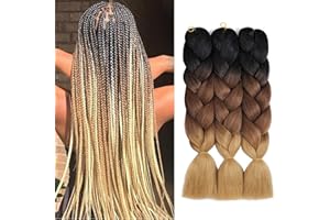SHIHERESH Kanekalon Extensiones de Pelo Trenzas Africanas,3Pcs 61cm Pelo Sintetico Para Trenzas Omber Jumbo Braiding Hair Extensiones Trenzas Africanas(C14)