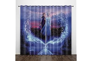 LKFFHAVD Juego de cortinas opacas de Anna Elsa Olaf con estampado 3D, juego de 2 unidades, para decoración de habitación infantil, salón, dormitorio, 15, 280 x 180 (ancho x alto)