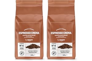 by Amazon - Natural Espresso Cream Bean Coffee, Light Roast,- Rainforest Alliance Certified, 17.64 Ounce (Pack of 2)