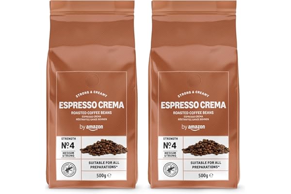 by Amazon - Café en grano Natural Espresso crema, tueste claro,- Certificado Rainforest Alliance, 500 g (Paquete de 2)