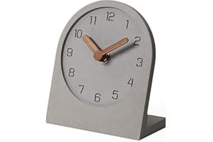 ‎MOOQS mooqs Leise, Nicht tickende, batteriebetriebene, dekorative kleine Mini-Analog-Moderne Regal-Schreibtisch-Kaminuhr aus Holz (Grau)