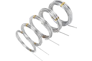 BELLE VOUS Aluminium Draht Silber zum Basteln, 5 Größen (1mm, 1,5mm, 2mm, 2,5mm, 3mm), 5m lang - Aluminiumdraht, Biegedraht Aludraht Basteldraht Schmuckdraht für Schmuck, DIY, Blumendraht, Dekodraht, Perlendraht