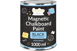 Creative Deco Svartkort Krita-Board Magnetisk Färg | 1000ml | Vattenbaserad | Matt Färg för Väggar Trä Metall | 2m² Effektivitet med 3 Lager