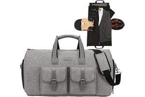 Sunborls Garment Bag for Travel – 2 in 1 Convertible Duffle Carry On Garment Bag, Suit Travel Bag for Men & Women, Ideal for Business, Interviews, Shows, Cruises & Formal Events Gray