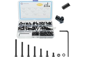 WZHUIDA 240 Piece M5 Screws Set, Black Metric Rounded Head Screws, Hexagon Socket Screws, Nuts and Washers Assortment Set, Thread Machines, Hex Screws