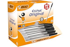 ‎BIC BIC Kugelschreiber Cristal Original, in Schwarz, Strichstärke 0,4 mm, 100er Pack, Ideal für das Büro, das Home Office oder die Schule