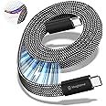 Magtame Flat 240W Magnetic USB C to USB C Cable, 1.5M 5A Nylon Braided Fast Charging Type C Cable for iPhone 15/15 Pro/16 Pro Max, Samsung, MacBook