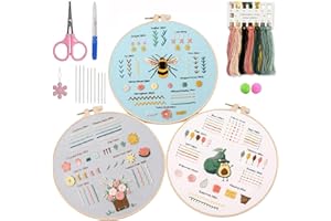 RUGBOL Sticksets für Erwachsene und Anfänger, Kreuzstichsets, Gobelinsets, Blumenstickrahmen für Erwachsene und Anfänger, Stoffe mit Mustern, Stickgarn, Stickrahmen und Videoanleitungen