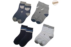 lurensa 4 pares de calcetines invierno termicos para niño - niña de suave algodon y transpirables. medias niño - bebe ideal para navidad, regalos - calcetin elástico y resistente
