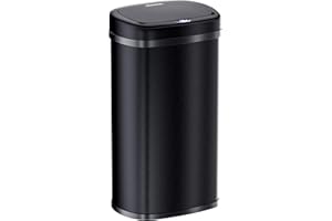 Monzana® Cubo de Basura Sensor Cocina 50L Acero Inoxidable Tapa Automática Extraíble Anillo Seguridad incl. Cable USB Indicador LED Casa Oficina Negro
