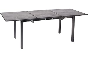 greemotion Table de jardin extensible Toulouse - Table de jardin à rallonge 140 à 200 cm – Table extérieur design – table salon de jardin 8 personnes en acier gris – Table à manger ajustable