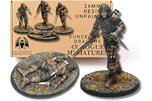 THE GRINNING GARGOYLE Grinning Gargoyle - Adventurers 4 Pack - 28mm Resin Highly Detailed Tabletop Fantasy RPG Miniatures - Paintable Character Figures - Dungeons and Dragons Icons of The Realms Epic Encounters (Rogue)