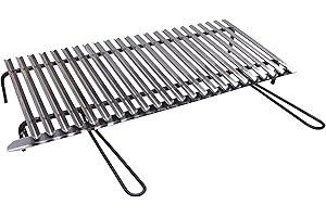 Fonderia Bongiovanni Grille en Acier Inoxydable 80x50 cm pour Barbecue avec récupération des huiles