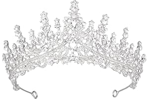 Vofler Diadème argenté pour femme, couronne de princesse  Serre-tête royal baroque médiéval Renaissance cristal pour reine, mariée, demoiselle d'honneur, concours de beauté, retour à la maison
