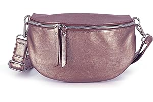 FLORA CO PARIS Sac Banane Bandoulière Femme Irisé - Porte Epaule Croisé ou Devant Poitrine Ultra Léger - Effet Brillant Similicuir Souple - Mode et Chic - Cuivre