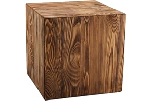 DECORATIVO Holzständer, Holzblock Massiv, Baumstamm Deko - Bodenwindlicht Säule perfekt als Innendekoration/Blumensäule Holz/Dekosäule Holz (Nuss, 30 x 30 x 30 cm)