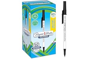 Paper Mate Kilometrico Ballpoint Pens | Long Writing with Medium Point (1.0mm) | Black Ink | 80% Recycled Plastic | 50 Count