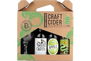 BLUE TREE Brewhouse Craft Cider Selection complete with Chalice Glass and 3x330ml Bottles. Premium British Cider Gift Set includes Rattler, Thistly Cross, and Pulp Cider. Perfect for Birthdays and Christmas