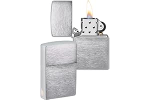 Zippo Briquet Tempête - Design Flamme - Chrome Brossé - Rechargeable - Réutilisable - Design Coupe-Vent - Coffret Cadeau Fabriqué aux États-Unis - Exclusivité Amazon