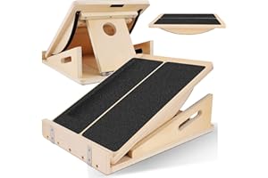 NASTOPEE 2-in-1-Schrägbrett,Balancebrett & Neigungsbrett- Verstellbares Kippbrett und Wadenstrecker, Trainingsgerät mit Tragegriff und rutschfester Matte, Slant Board für Knie, Waden, Knöchel, Fersen