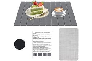 ARCPNRT Tapetes de Piedra para Secado de Platos, 60x40cm Tapete de Baño de Tierra de Diatomeas, Alfombrilla Escurreplatos Plegable, Ttapete Absorbente de Agua de Tierra con de Lija y Almohadilla de Malla