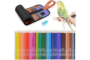 ESPORTIC Buntstifte Set 50tlg,Art-Buntstiften Professionelles Bleistift-Mal-Set, mit Rollen-Leinwand-Wrap für Zeichenstifte Zu Schützen-Malstifte Zum Malen und Skizzieren (mit Bleistiftspitzer) (50 Farben)