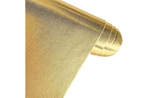 XHT Cuir synthétique doux ton foncé très élastique - 30 x 135 cm - Tissu d'ameublement - Cuir synthétique - À coudre - Doré