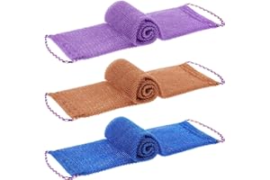 GIEEU 3 Pièces Africaines ÉPonge de Bain,Eponge Exfoliante pour Douche,Filets Exfoliants Nylon,Exfoliant dos Épurateur avec Poignée pour Hommes et Femmes