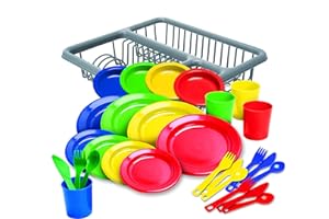 Kidzlane Kids and Toddler Dishes | Kids Play Kitchen Accessories Set | BPA Free and Dishwasher Safe Plastic Play Dishes | Kids Toy Dish Set | Toy Plates and Dishes for Kids Kitchen Set