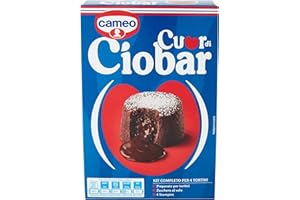 Cameo Preparato per Cuor di Ciobar, Kit per 4 Tortini al Cioccolato con Cuore Caldo e Cremoso, Preparato per Tortini Zucchero al Velo e Stampini Inclusi nella Confezione, 233 g