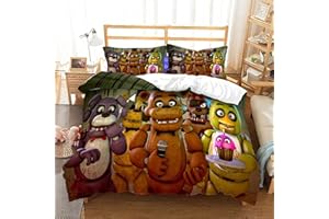 DDONVG Five Nights at Freddy's Juegos de ropa de cama con funda de almohada, ropa de cama infantil de microfibra lindo diseño de dibujos animados funda nórdica decorativa (13,140 x 210)