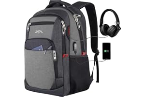 YAMTION - Mochila para mujer, hombre, mochila para niño y niña, para colegio secundario, compartimento para ordenador portátil de 15,6 pulgadas, con puerto USB de carga