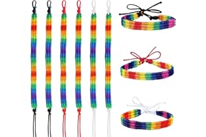 haierdidi Lgbt Pride - 9 braccialetti dell'amicizia intrecciati arcobaleno, in tessuto arcobaleno, realizzati a mano, regolabili, Nylon