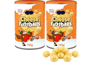 AQUA THOUGHTS 2x Cheese footballs Caddy (2x142g) - Christmas Savoury Snacks, Stocking fillers for men, Savory Christmas Hamper, Snacks Sharing Tub, biscuits tin gifts