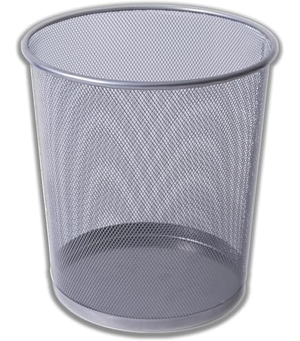 Waytex 931103 Corbeille à Papier en Métal Maille Mesh 13L Noire, Poubelle de Bureau, Salle de Bain, Cuisine
