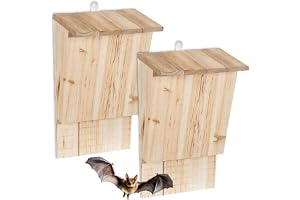 Relaxdays Fladdermuslåda 2-pack, väderbeständig, HxBxD: 34x22,5x13cm, natur