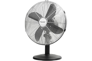 Bestron Ventilateur de Table Mobile Ø 35Cm, Ventilateur Design avec 3 Niveaux de Vitesse & Fonction Oscillation 75°, Hauteur : 35 Cm, 35 Watts, Dft35Z, Couleur: Noir