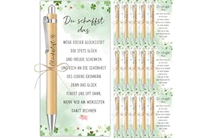 BOFUNX 20pcs Glücksstift Holzkugelschreiber mit Du Schaffst Das Karten Glücksbringer Prüfung Mutmacher Geschenke Abschiedsgeschenk Dankeschön Geschenke für Prüfung Kollegen Erzieherin Lehrer Schuler
