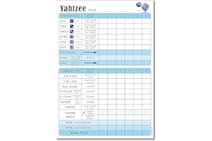 PartiKraft - Yahtzy Score Pad - 50 Tear Off Game Sheets - A5 Size - 6 Games on Each Sheet (1 x Notepad)