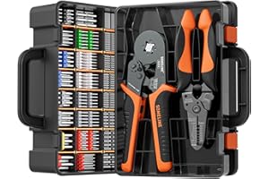 SOMELINE® Pince à sertir ensemble de viroles, 24 Sortes de viroles, pince a sertir cosse electrique 0,25-10mm² de crimper, pince a denuder, jeu de pince electricien, pince sertir cosse