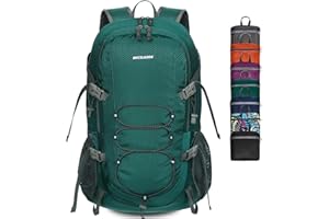 BECOJADDE Wanderrucksack Herren Damen 40L Ultraleichter Faltbarer Rucksack Wasserdichter Reiserucksack Trekkingrucksack mit Nassfach für Wandern, Reisen, Radfahren und Klettern, Grün