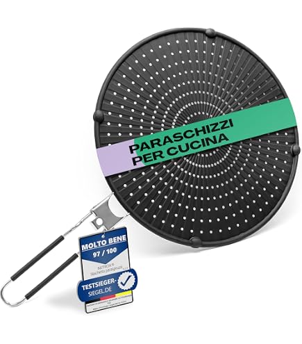 Coperchio Paraschizzi VINEST Paraschizzi Padella 30cm - Rete Acciaio Inox Con Manico Pieghevole Anti-Ustione Copri Padella Pieghevole - 4