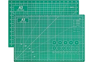 UZIMOO Schneidematte A3 - Selbstheilende Schneidematte, 5-lagiges Doppelseitiges Bastelmatten-Schneidebrett für Stoff, Nähen, Quilten und Basteln, Imperial/Metrisch