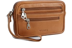 BRANCO - PRÄSENTIERT VON ZMOKA Branco Leder - sportlich - legere Leder HerrenHandgelenktasche, Herrentasche,Handtasche, Ledertasche, Einzelkammer verfügbar - präsentiert von ZMOKA® (Tan - Natur)