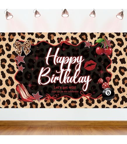 Fascia Per Capelli Leopardata Con Scritta Happy Birthday | Decorazione Per Feste A Tema Safari E Giungla | Accessorio Per Donne E Ragazze | Tessuto Morbido, Lungo 160 Cm