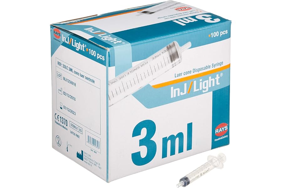 GIMA Rays, Jeringa Sin Aguja, Cono Luer Central, 3 Ml, Paquete De 100 Piezas