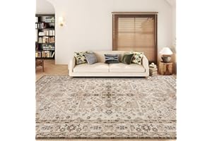 Taleta DAHLIA Washable Rugs Living Room Large, Non-Slip Soft Short Pile Vintage Oriental Boho Area Carpet for Bedroom, Diningroom, Kitchen, Camel, 190 x 280 cm